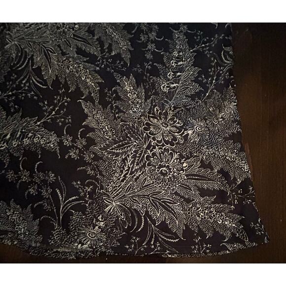 Anthropologie Bias Floral Satin Midi Black White‎ Design Long Maxi Skirt Size 10 - Picture 5 of 6